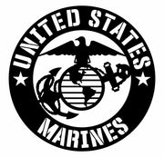 Painted finish of US Marines metal wall art for indoor or outdoor use